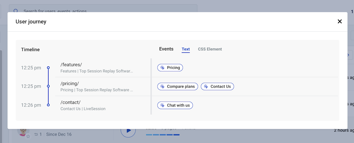 User journey - modal