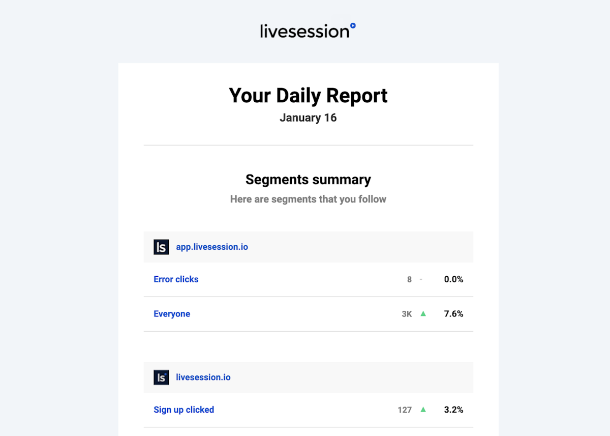 Segments notifications email - preview